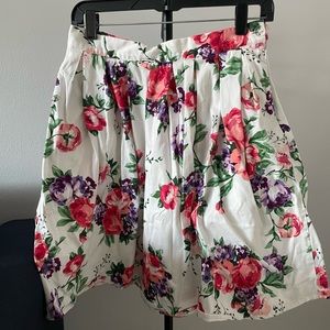 White A-Line Skirt with Florals